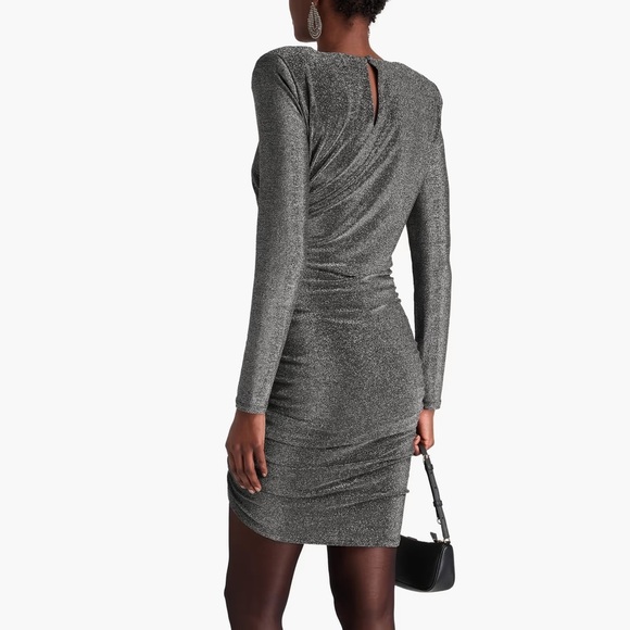 Veronica Beard metallic silver Cyrus long sleeve jersey dress - Large - Picture 6 of 11
